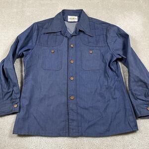 VTG Jaymar Shirt Mens XL Denim Disco Button Down 70s Retro Shacket Metal Buttons